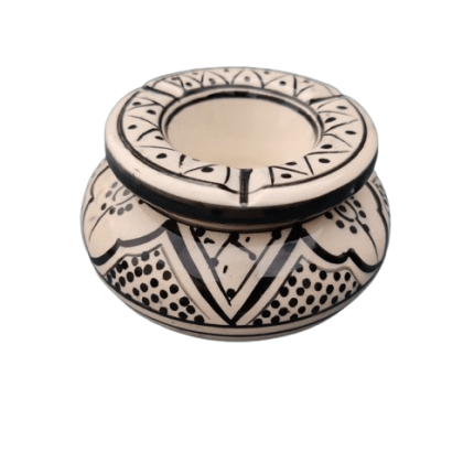 MOROCCAN CERAMIC ASHTRAY BLACK