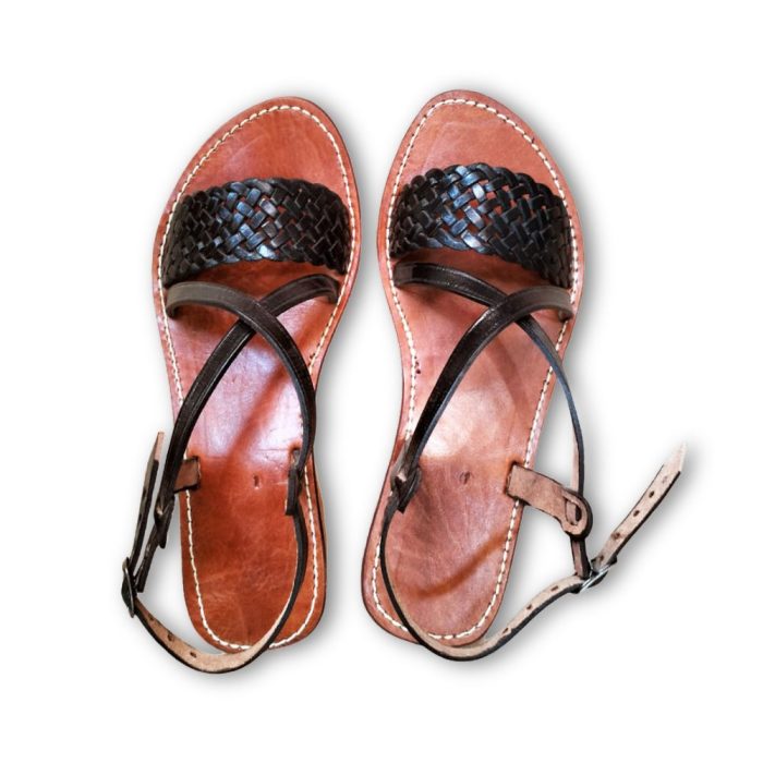 Moroccan Black Leather Artisan Sandals